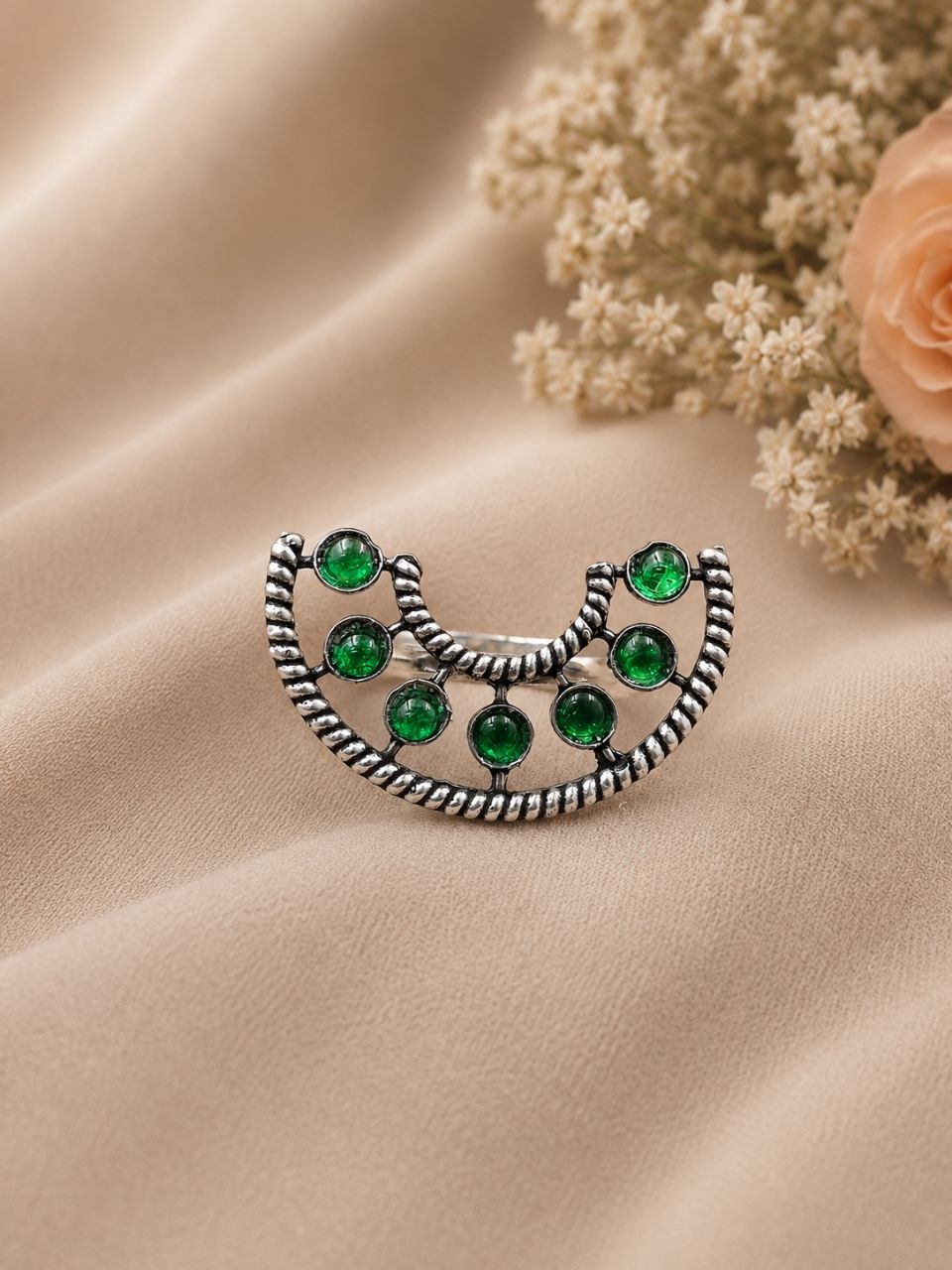 Designer Half Moon Ring Gorgeous Celestial Design for Stylish Ethnic Wear 1 Designer Half Moon Ring stylish brass jewelry design