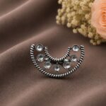 Designer Half Moon Ring Gorgeous Celestial Design for Stylish Ethnic Wear - "White"