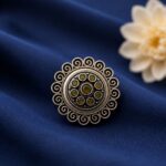 Ethnic Floral Ring Traditional Bloom Design for Elegant Festive Style - "Yellow"