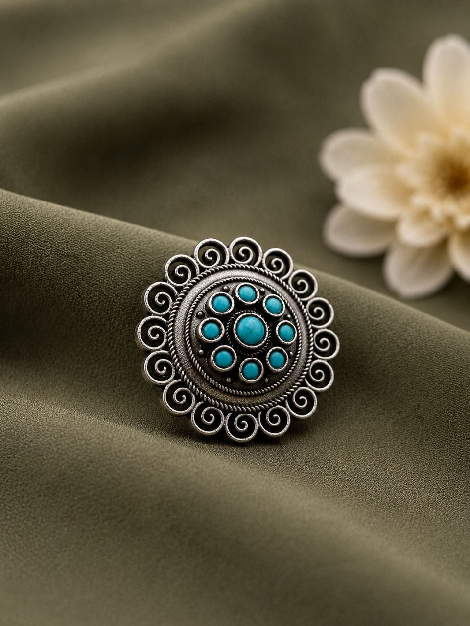 Ethnic Floral Ring Traditional Bloom Design for Elegant Festive Style 6 Ethnic Floral Ring stylish brass jewelry design