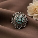 Ethnic Floral Ring Traditional Bloom Design for Elegant Festive Style - "MInt"