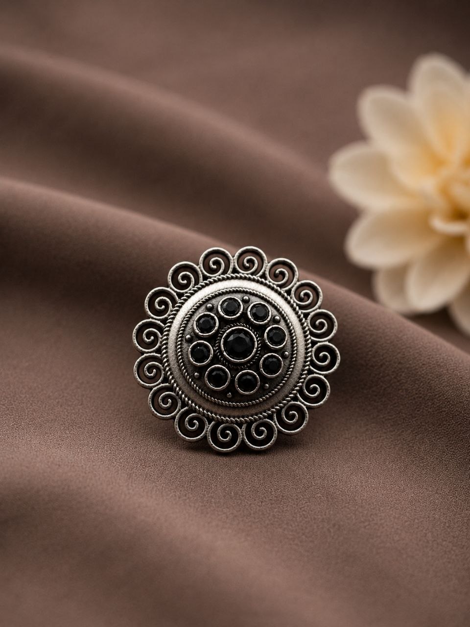 Ethnic Floral Ring Traditional Bloom Design for Elegant Festive Style 4 Ethnic Floral Ring stylish brass jewelry design