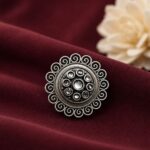 Ethnic Floral Ring Traditional Bloom Design for Elegant Festive Style - "White"