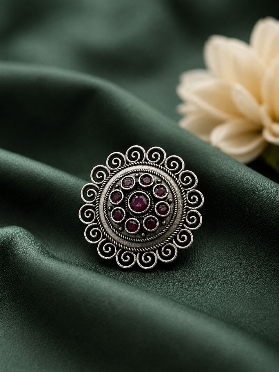 Ethnic Floral Ring Traditional Bloom Design for Elegant Festive Style 2 Ethnic Floral Ring stylish brass jewelry design
