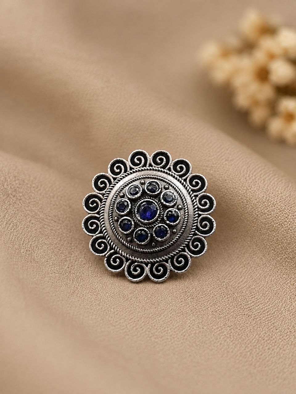 Ethnic Floral Ring Traditional Bloom Design for Elegant Festive Style 1 Ethnic Floral Ring stylish brass jewelry design