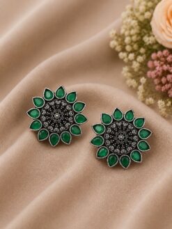 Oxidized Floral Stud stylish brass jewelry design