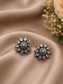 Silver Flower Stud stylish brass jewelry design
