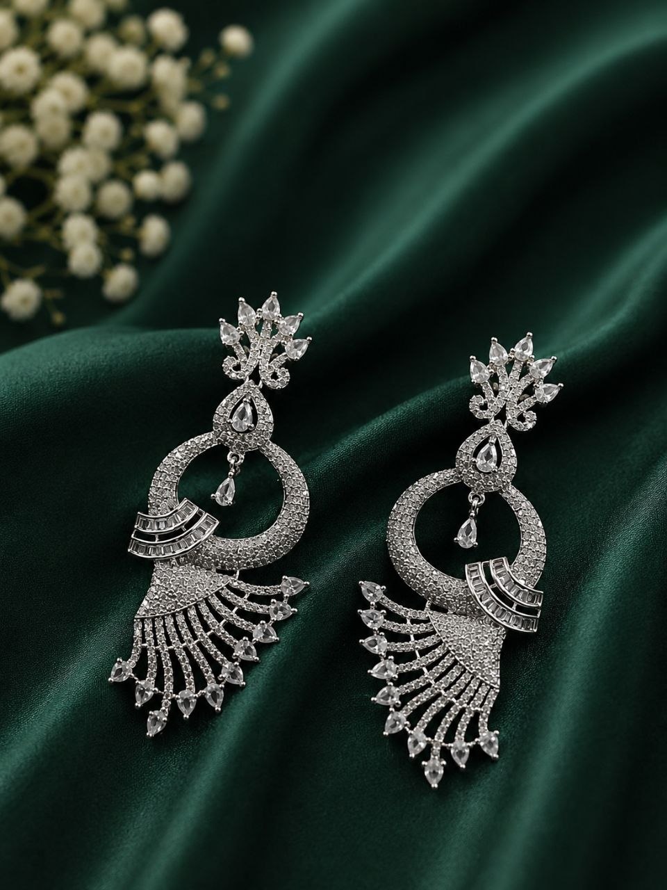 Designer AD Earring Dazzling Design for Party Wear Style 1 Designer AD Earring stylish brass jewelry design