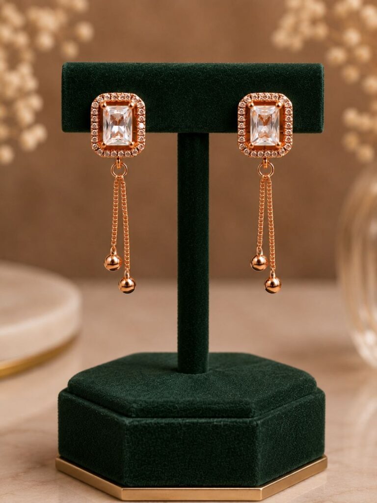 Golden AD Earring Dazzling Design for Party Wear Style