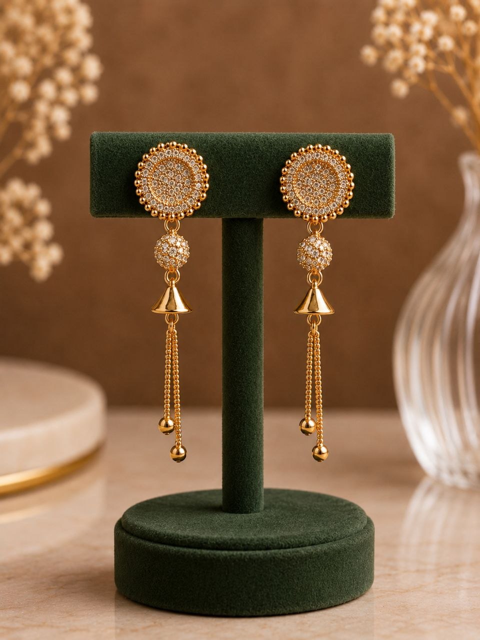 Floral AD Earring Bloom Design for Festive Fashion Wear 1 Floral AD Earring stylish brass jewelry design