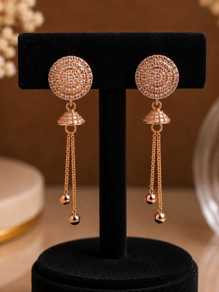 Golden Designer Earring Elegant Design for Party Wear Style