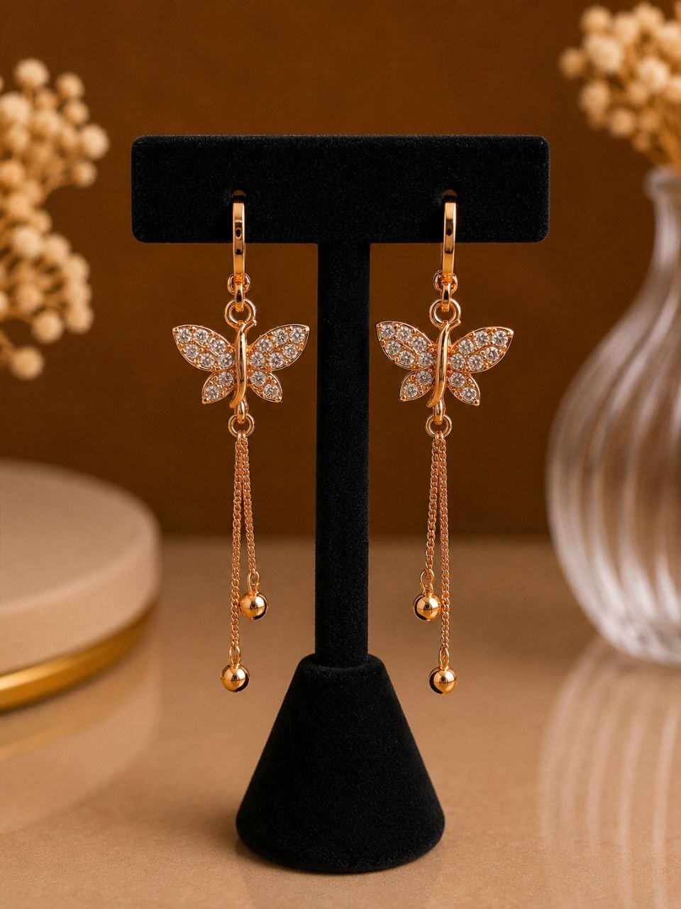 Butterfly AD Earring Graceful Design for Festive Fashion Wear 1 Butterfly AD Earring stylish brass jewelry design