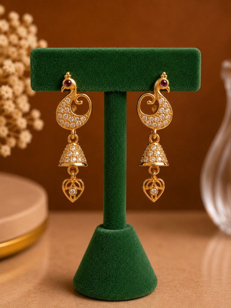 Golden Peacock Earring Royal Design for Festive Fashion Wear
