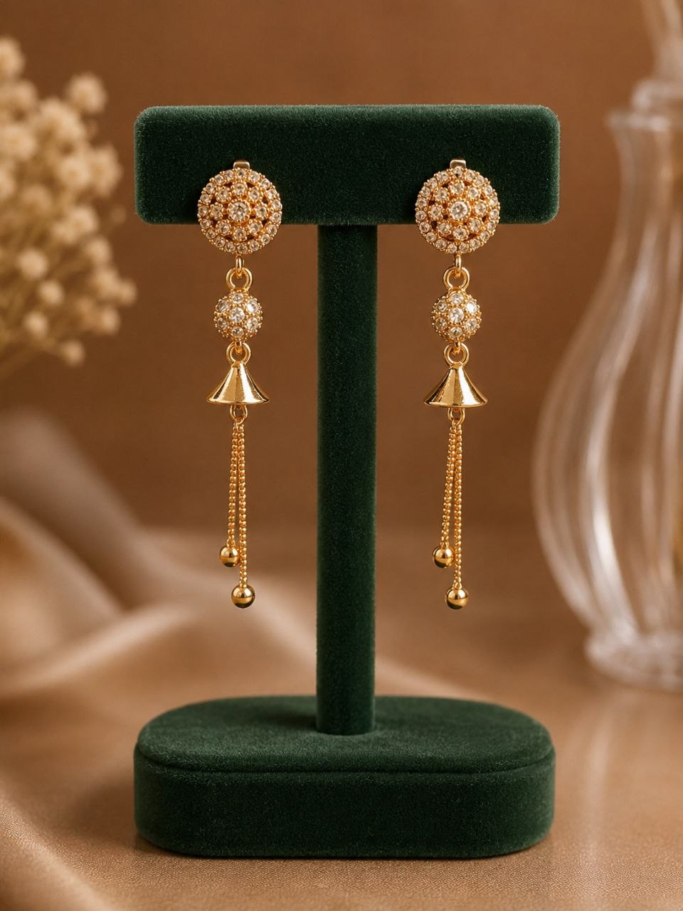 Beautiful AD Earring Premium Design for Elegant Festive Wear 1 Beautiful AD Earring stylish brass jewelry design
