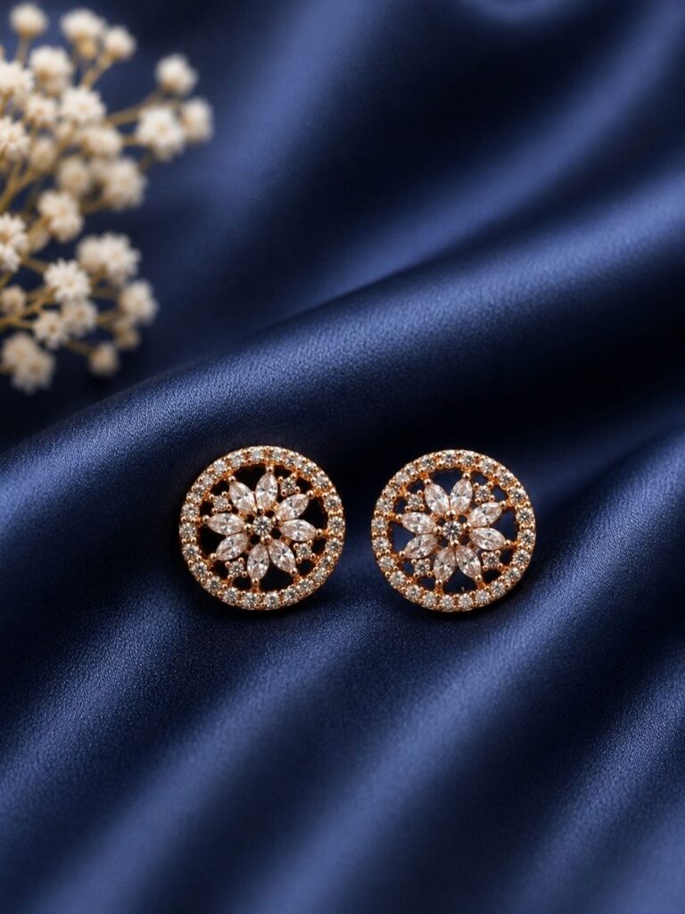 AD Floral Earring Dazzling Design for Festive Party Wear