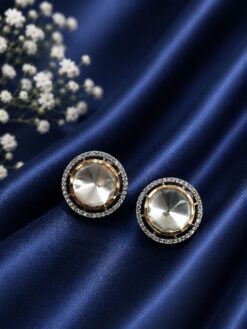 AD Round Stud Earring stylish brass jewelry design