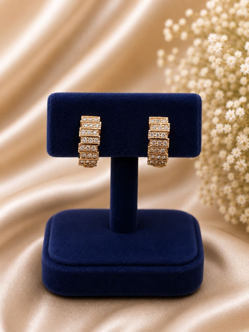 Geometric AD Earring Modern Design for Party Style 1 Geometric AD Earring stylish brass jewelry design