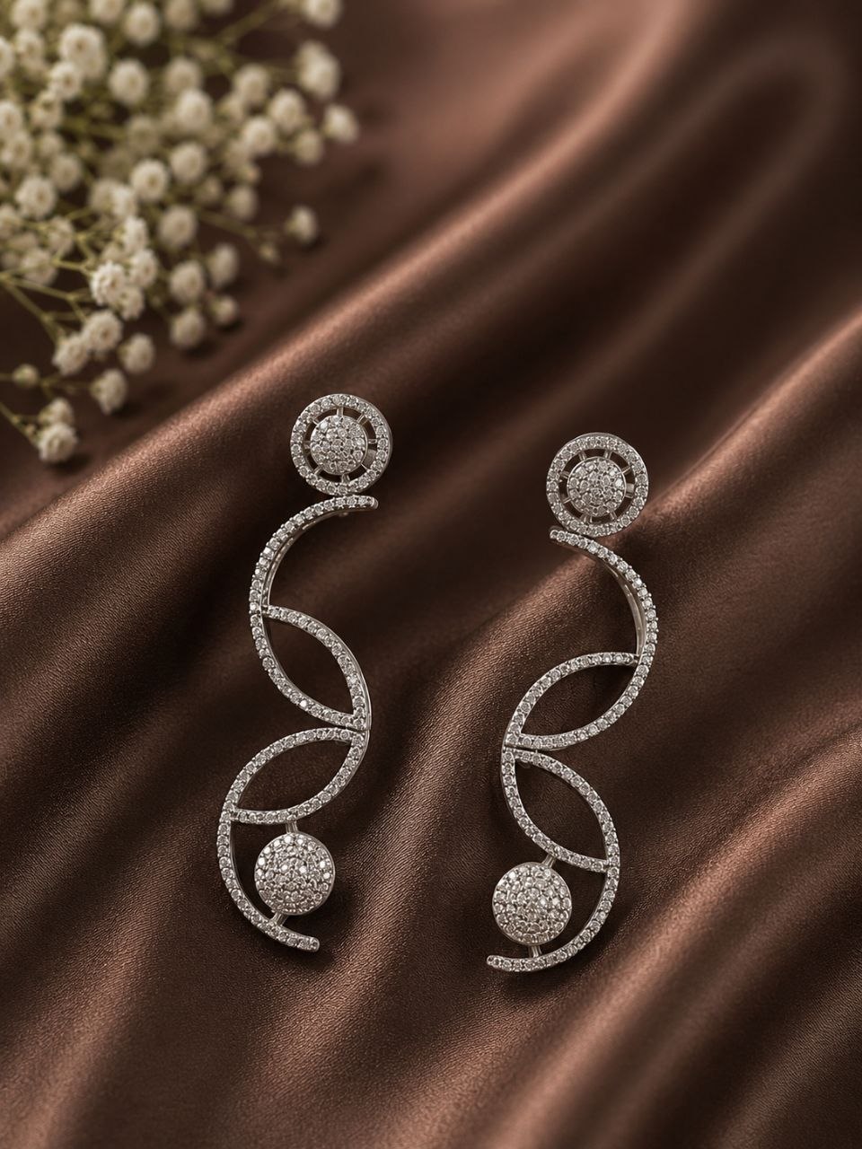 Silver AD Earring Premium Design for Elegant Fashion Wear 1 Silver AD Earring stylish brass jewelry design