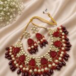 Beautiful Kundan Necklace Set  Jewelry for Weddings & Festive Celebrations - "Red"