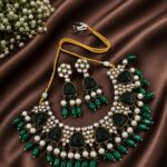 Beautiful Kundan Necklace Set  Jewelry for Weddings & Festive Celebrations - "Green"