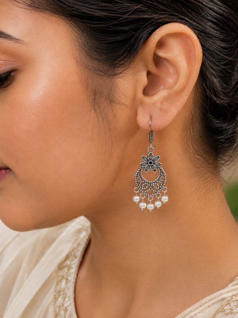 Floral Hook Earring Elegant Jewelry for Everyday, Party & Festive Wear