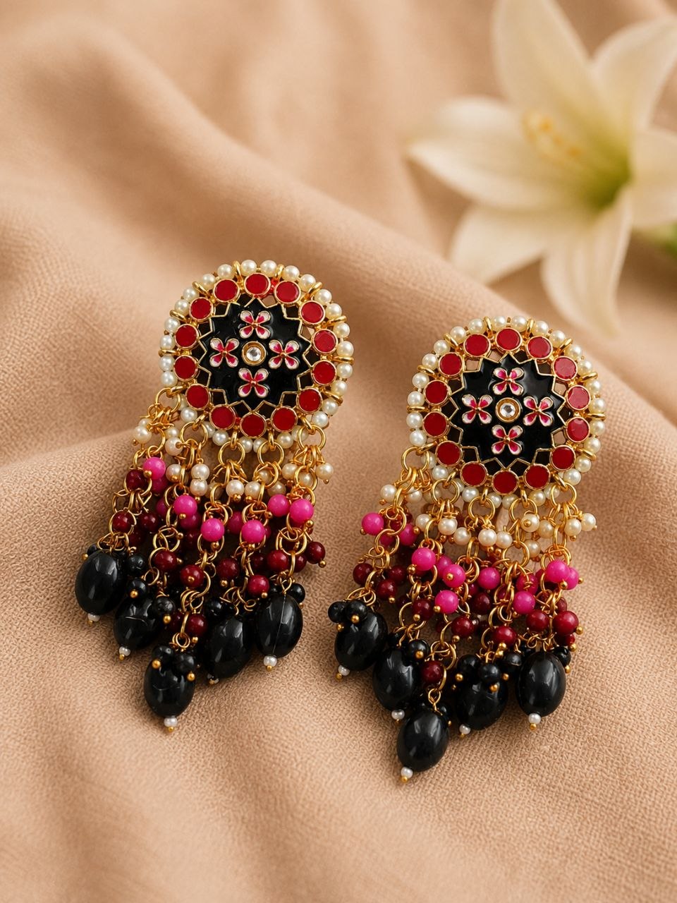 Hand Painted Earring Artistic Design for Elegant Traditional Style 1 Hand Painted Earring stylish brass jewelry design