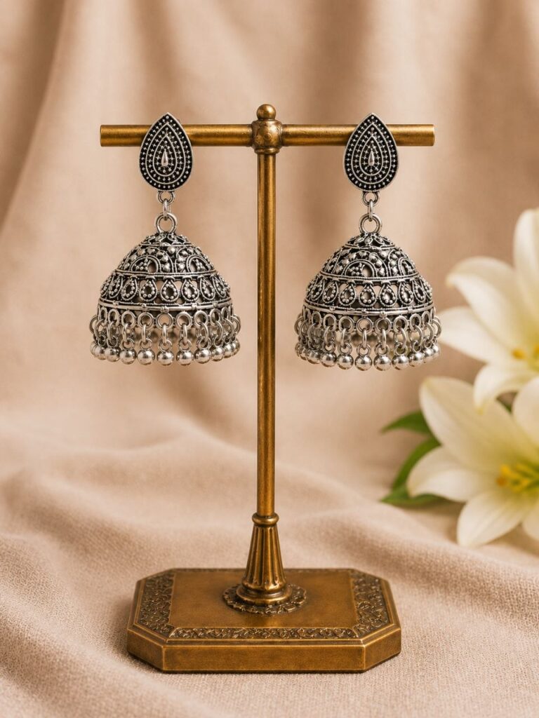 Silver Jhumka Earring Traditional Jewelry for Weddings & Festive Wear