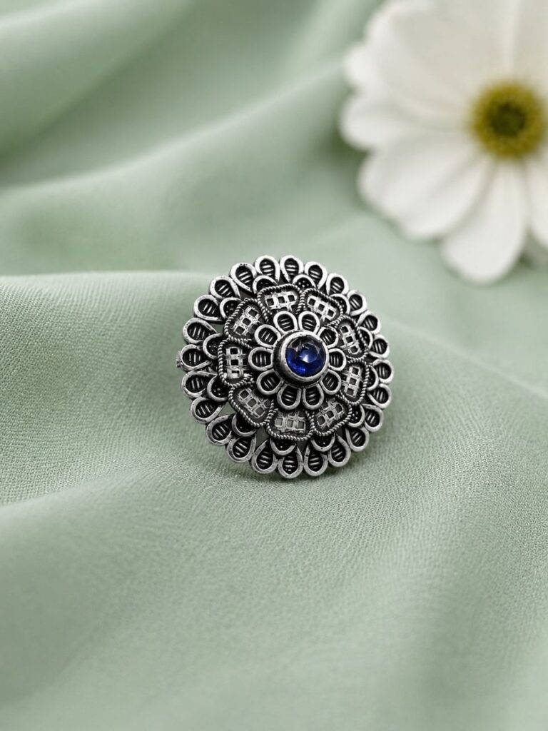 Silver Floral Ring Elegant Jewelry for Everyday & Festive Wear