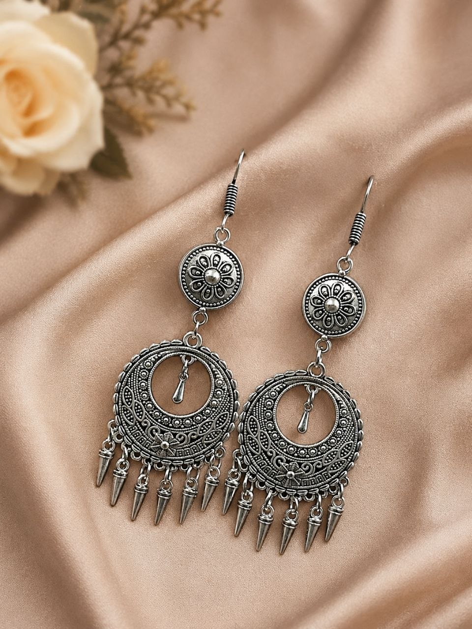 Silver Hook Earring Stylish Jewelry for Party & Ethnic Wear 1 ** Silver Hook Earring elegant stylish jewelry design **