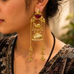 Unique Camel Kashmiri Earring Traditional Jewelry for Festive & Cultural Wear - "Red"