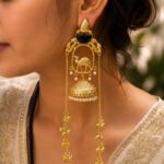 Unique Camel Kashmiri Earring Traditional Jewelry for Festive & Cultural Wear - "Black"