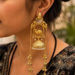 Unique Camel Kashmiri Earring Traditional Jewelry for Festive & Cultural Wear - "Grey"