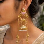 Unique Camel Kashmiri Earring Traditional Jewelry for Festive & Cultural Wear - ''BabyPink''