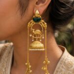 Unique Camel Kashmiri Earring Traditional Jewelry for Festive & Cultural Wear - "Green"