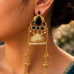 Gold Plated Peacock Kashmiri Earring Traditional Jewelry for Festive & Wedding Wear - Blue