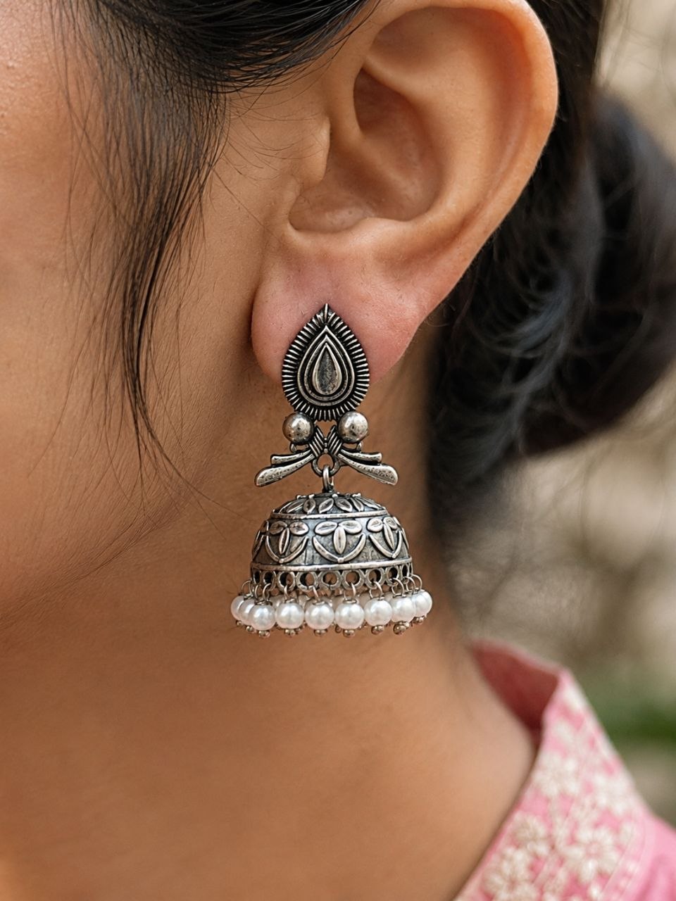 Leaf Jhumka Earring Traditional Jewelry for Festivals & Ethnic Wear 1 Leaf Jhumka Earring elegant nature inspired jewelry design