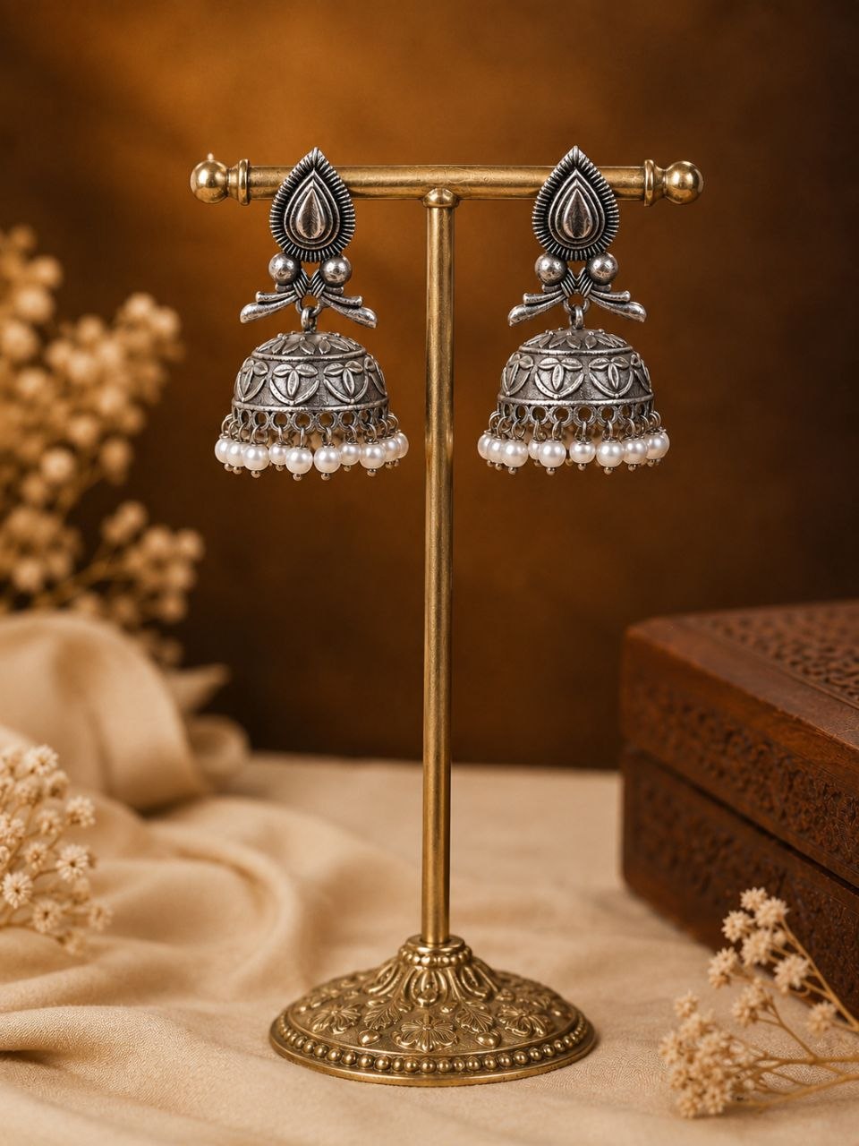 Leaf Jhumka Earring Traditional Jewelry for Festivals & Ethnic Wear 2 Leaf Jhumka Earring elegant nature inspired jewelry design