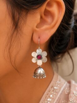Floral Jhumki Hook Earring elegant flower inspired jewelry design