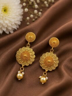 Gold Plated Floral Earring elegant flower jewelry design