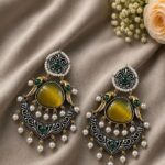 Bulk 46 Bird Two Tone Earring Traditional Jewelry for Weddings, Festivals & Party Wear - "Yellow"