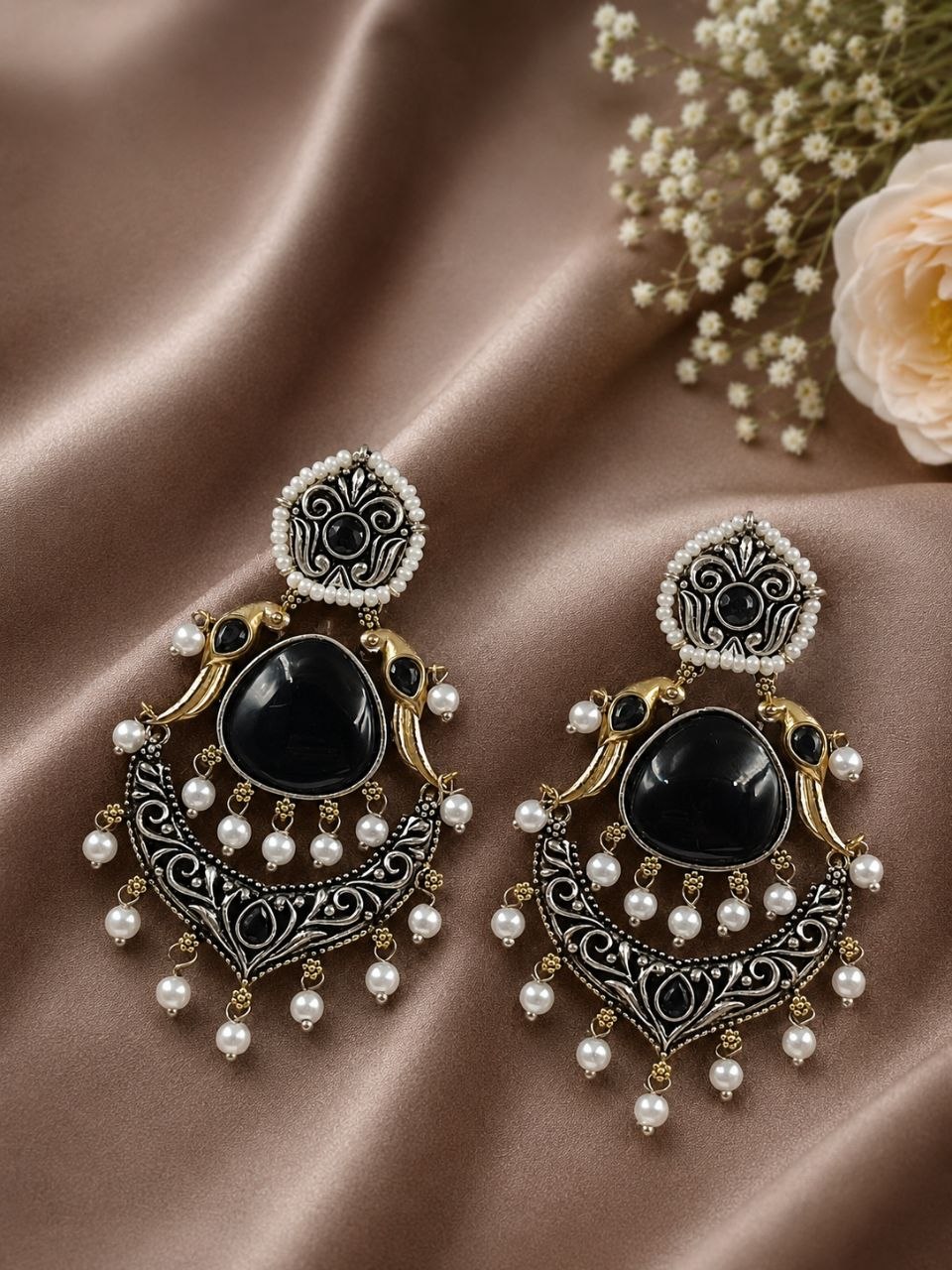 Peacock Two Tone Earring Traditional Jewelry for Weddings, Festivals & Party Wear 9 Peacock Two Tone Earring with elegant traditional two-tone jewelry design