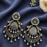 Bulk 38 Bird Two Tone Earring Traditional Jewelry for Weddings, Festivals & Party Wear - "White"