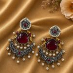 Bulk 36 Bird Two Tone Earring Traditional Jewelry for Weddings, Festivals & Party Wear - "Red"