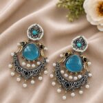 Bulk 34 Bird Two Tone Earring Traditional Jewelry for Weddings, Festivals & Party Wear - "Aqua"
