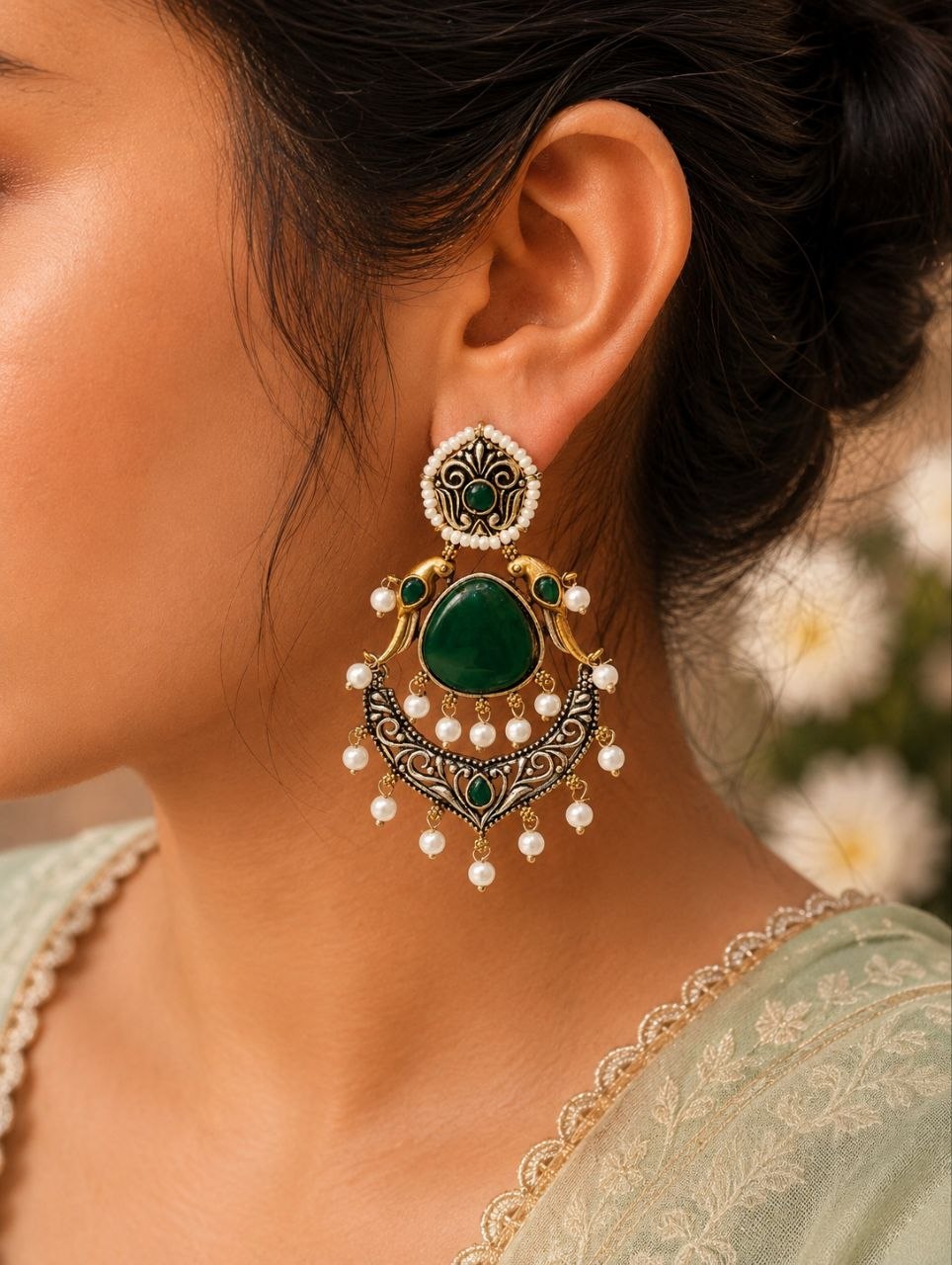 Peacock Two Tone Earring Traditional Jewelry for Weddings, Festivals & Party Wear 6 Peacock Two Tone Earring with elegant traditional two-tone jewelry design