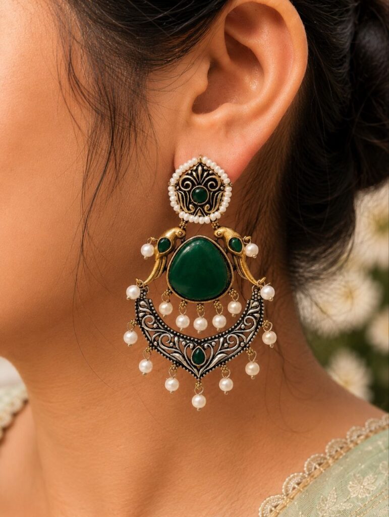 Bird Two Tone Earring Traditional Jewelry for Weddings, Festivals & Party Wear