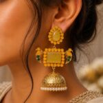 Bulk 20 Designer Peacock Kashmiri Earring Traditional Jewelry for Weddings, Festivals & Ethnic Wear - "Yellow"