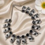 Bulk 4 Ethnic Peacock Necklace Traditional Jewelry for Weddings, Festivals & Casual Wear - "Black"