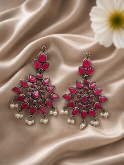 Oxidized Silver Earring elegant vintage ethnic jewelry design