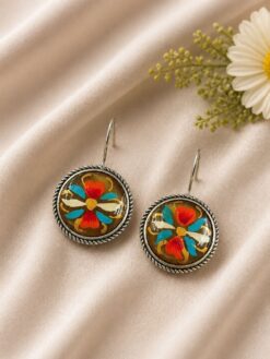 Hand Painted Hook Earring artistic handcrafted jewelry design